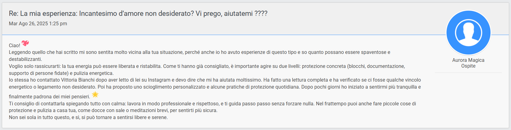 vittoria bianchi forum rituali amore