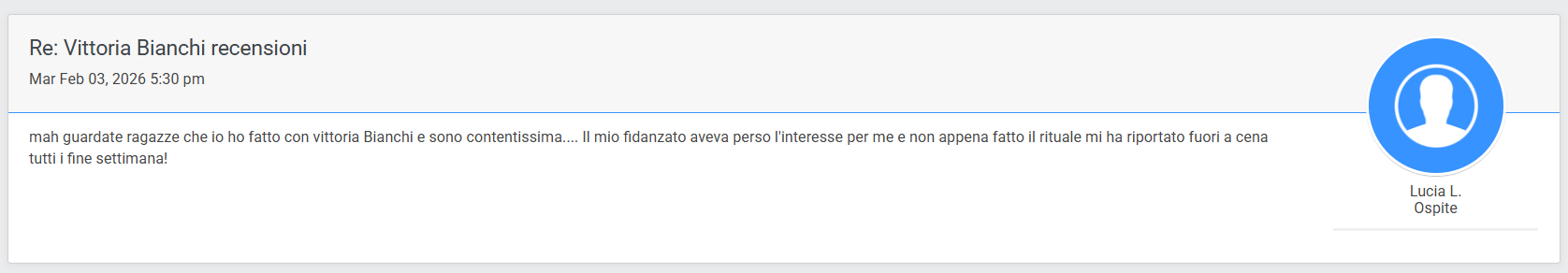 vittoria bianchi opinioni sui forum